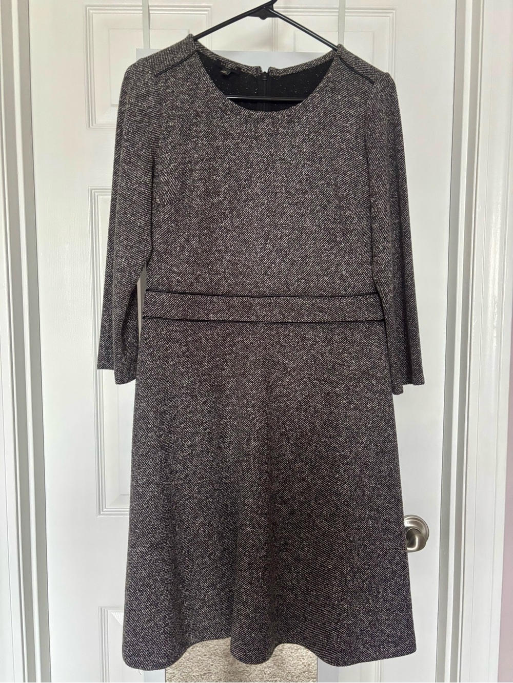 Talbots Black and Gray Tweed Long Sleeve Dress